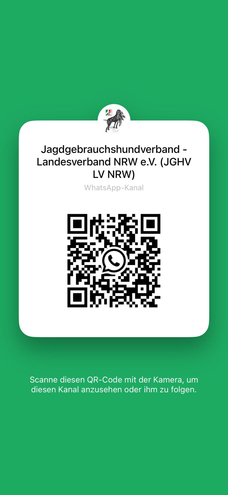 Neuer WhatsApp-Kanal des JGHV Landesverbandes NRW
